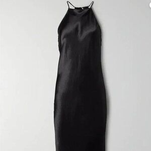 Babaton Lato Dress Aritzia Halter Satin Midi Dress